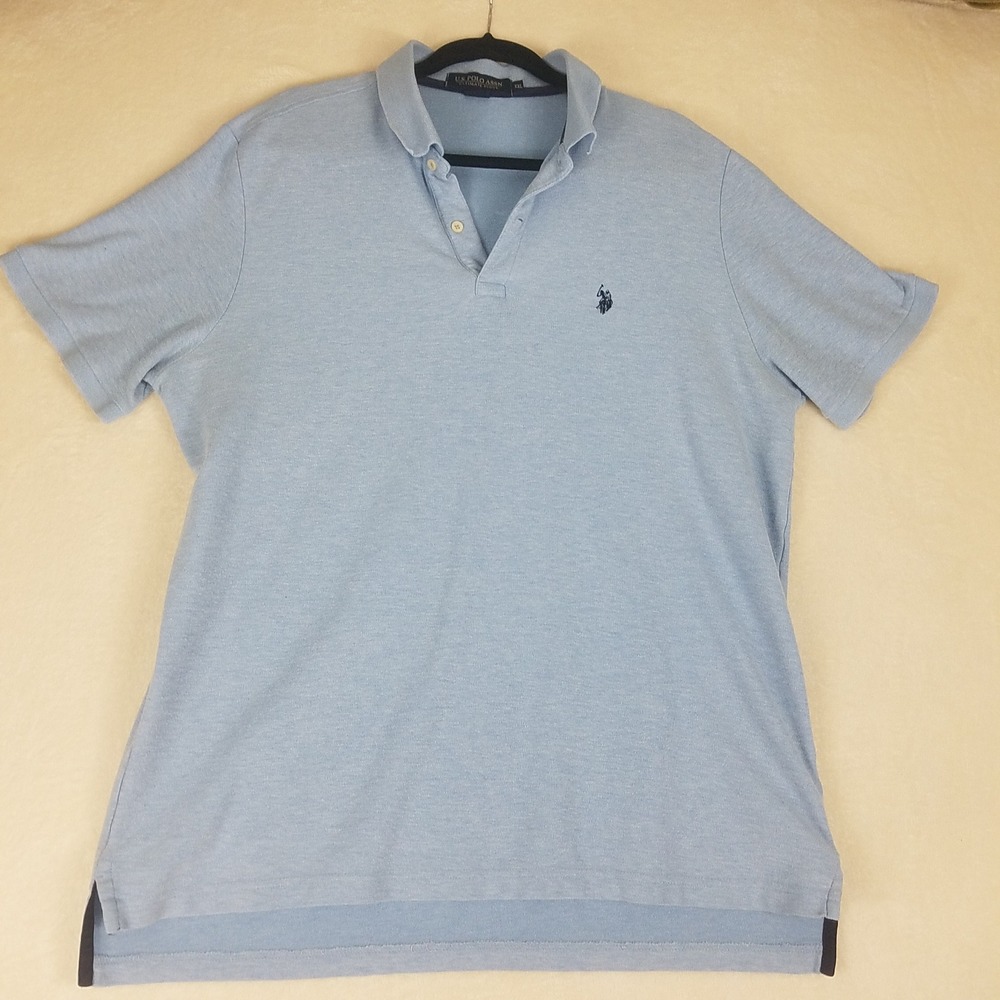 U.S. Polo Assn Polo Shirt Mens XXL Light Blue Excellent Ultimate Pique Short Slv